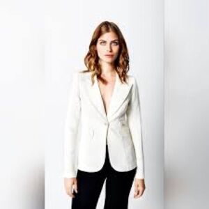 Smythe White Blazer Tailored Hip-Length SZ 4